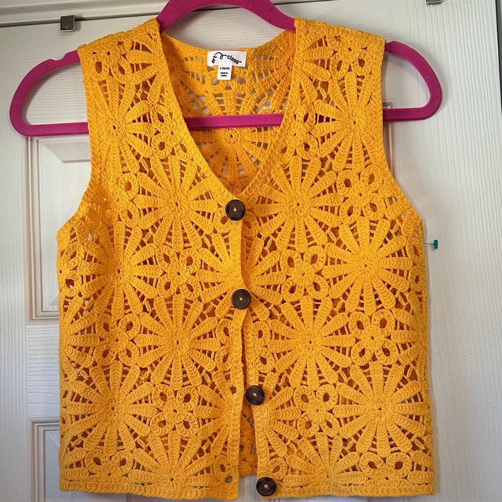 Art Class Yellow Crochet Vest
